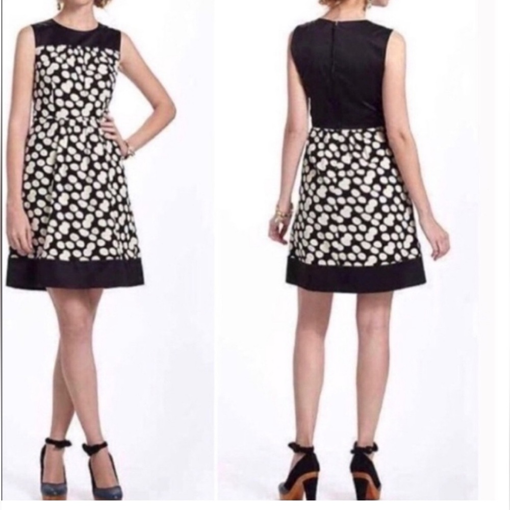 Leifnotes Dress A-Line Corduroy Blurred Dot  Black Anthropologie Size 6